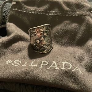 Silpada Sterling Silver Natures Majesty CZ Wide Band Ring. Size 10.